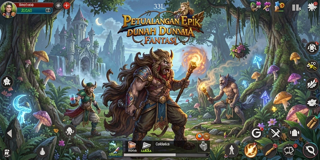 Tampilan screenshot utama 33L yang menunjukkan pertarungan epik RPG.