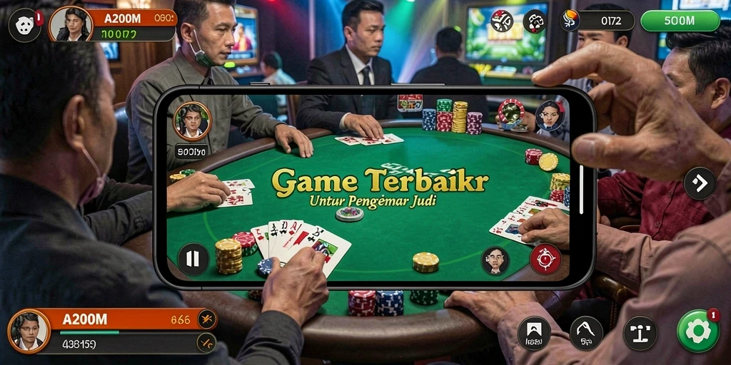 Screenshot A200M menunjukkan gameplay Poker yang menarik dan interaktif.