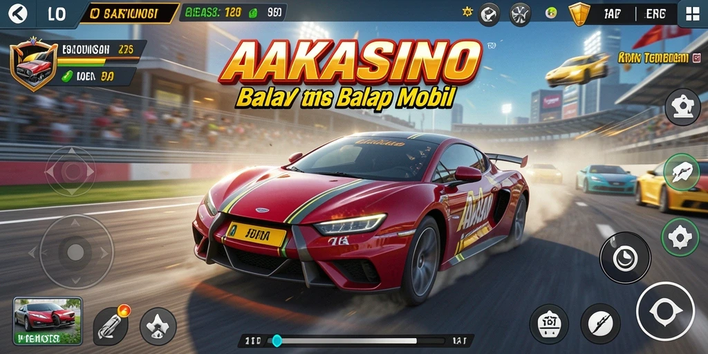 Gameplay seru AAKASINO saat balapan di trek menantang.