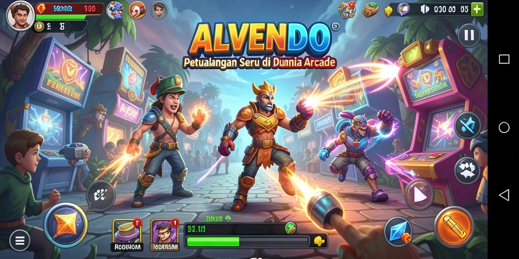 Tampilan gameplay seru dari ALVENDO yang penuh warna.