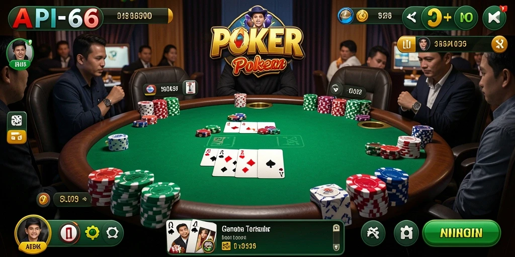 Tampilan gameplay seru dalam API66 saat bermain Poker.
