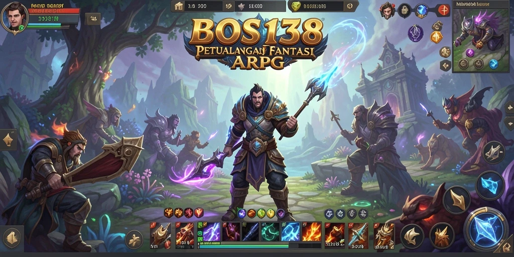 Tampilan gameplay epik dengan pertarungan seru di dunia fantasi.