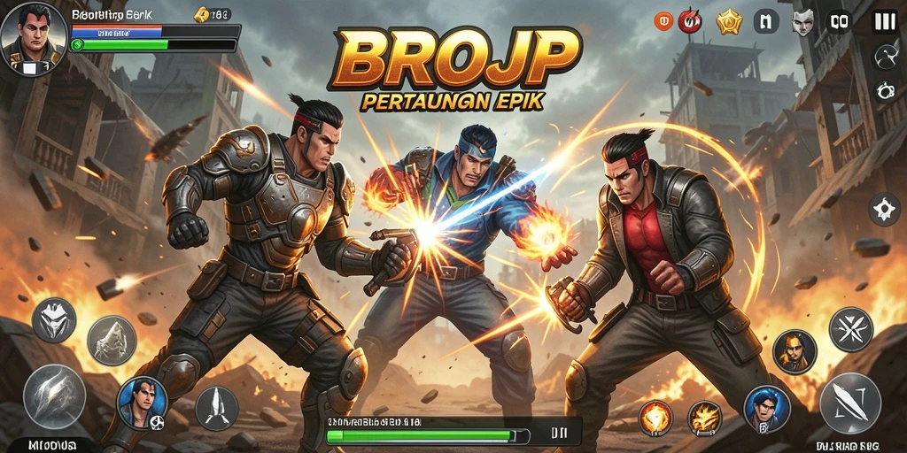 Gameplay bertarung yang intens dan mendebarkan di BROJP.