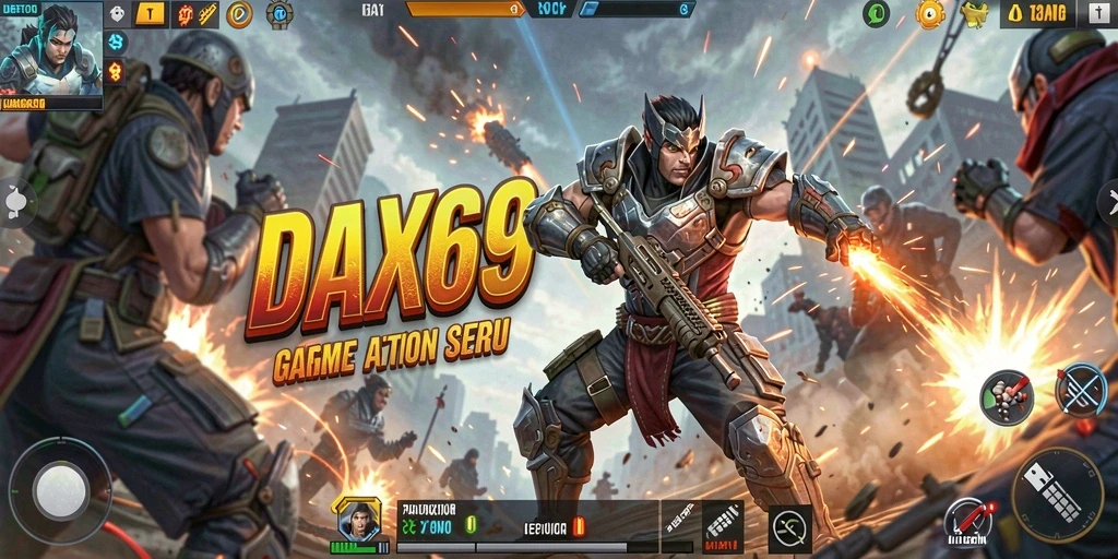 Screenshot gameplay DAX69 menampilkan aksi pertarungan yang mendebarkan.