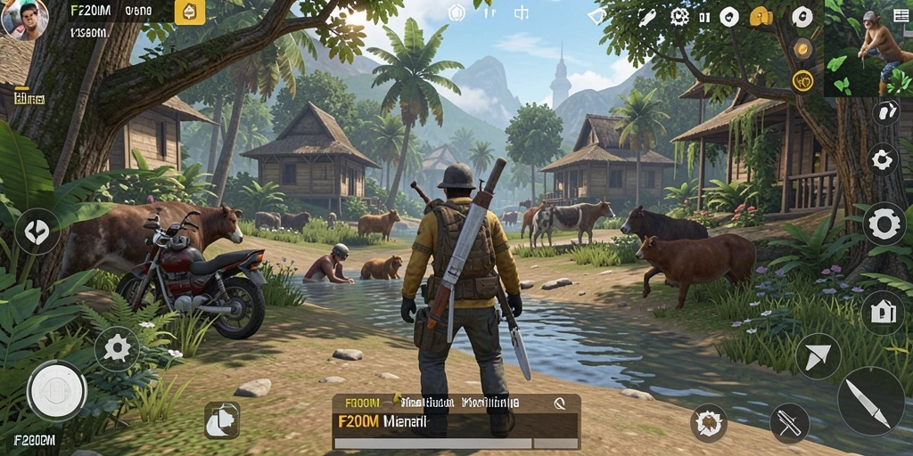 Tampilan gameplay menghibur dalam F200M yang penuh simulasi kehidupan.