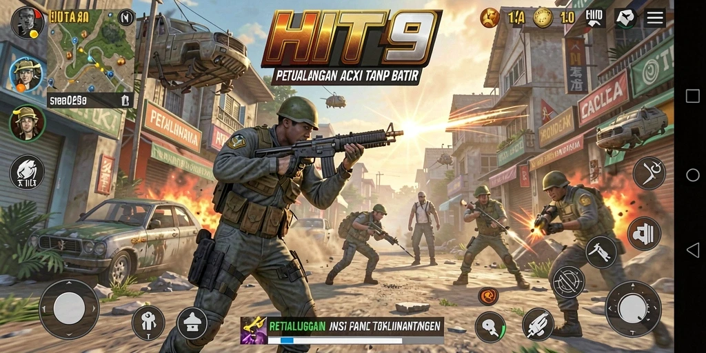 Tangkapan layar utama dari HIT9 menampilkan aksi pertempuran yang mendebarkan.