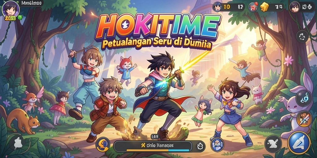 Tampilan gameplay menarik HOKITIME yang penuh aksi dan karakter Anime.