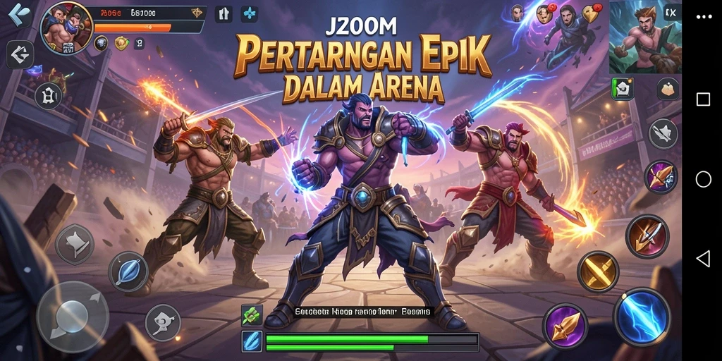 Tampilan gameplay J200M dengan aksi pertarungan yang seru dan mendebarkan.