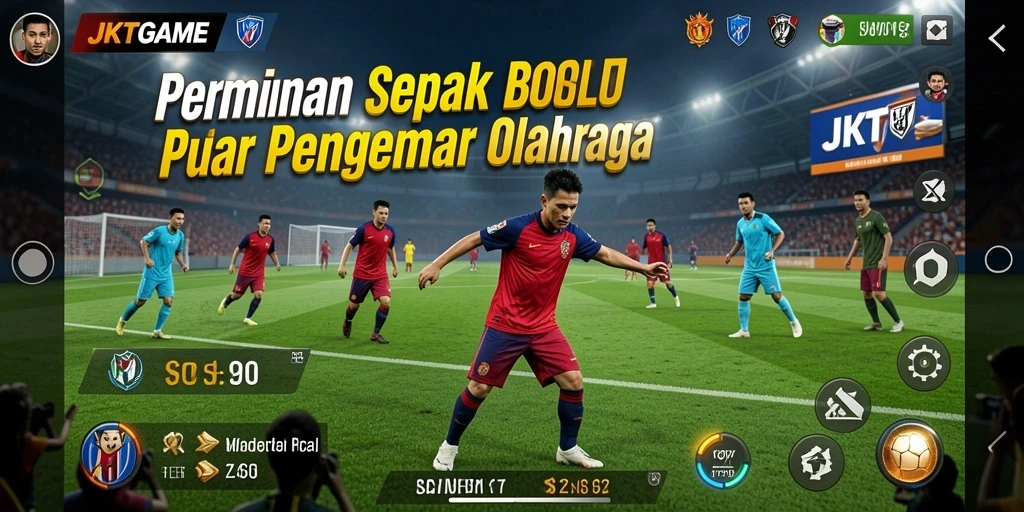 Tampilan gameplay JKTGAME yang menampilkan aksi sepak bola seru.