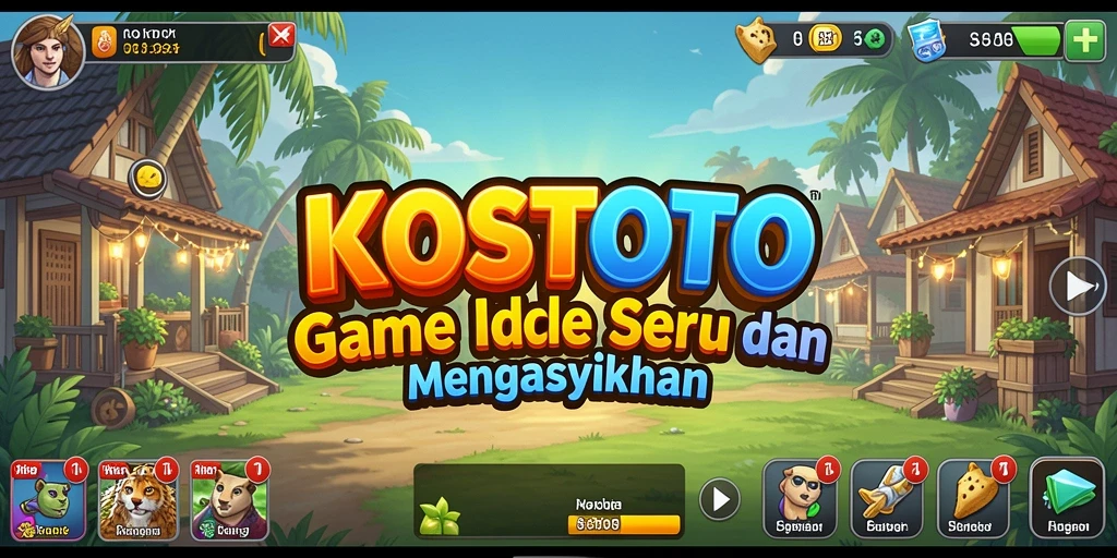 Tampilan gameplay KOSTOTO dengan karakter yang sedang mengumpulkan sumber daya.