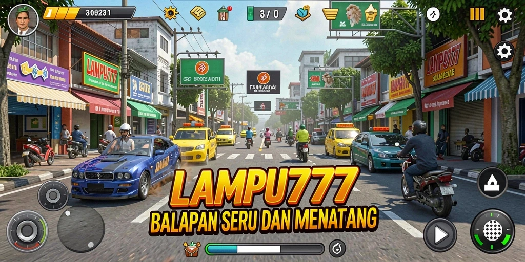 Tampilan menarik dari gameplay balap LAMPU777.