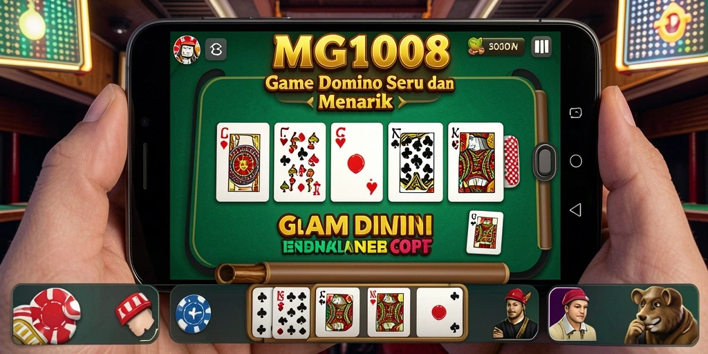 Screenshot utama MG108 menunjukkan gameplay Domino yang seru dan kompetitif.