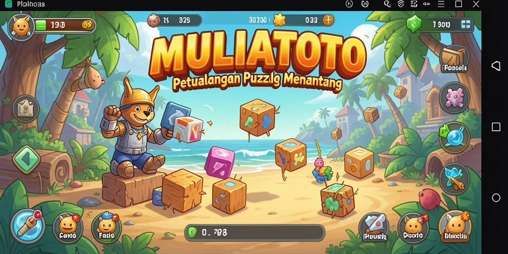 Tampilan gameplay <strong>MULIATOTO</strong> dengan grafis puzzle yang menawan.