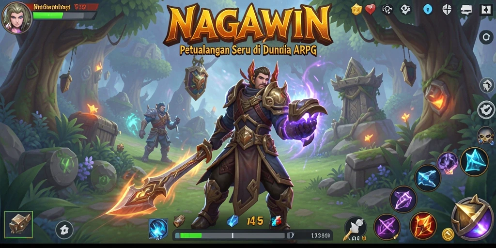 Tampilan menarik dari gameplay ARPG NAGAWIN sedang berlangsung.