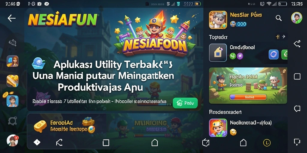 Screenshot menunjukkan tampilan antarmuka NESIAFUN dengan fitur-fitur Utility.
