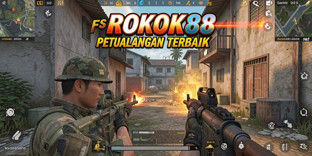 Screenshot menampilkan aksi gameplay FPS yang intens.