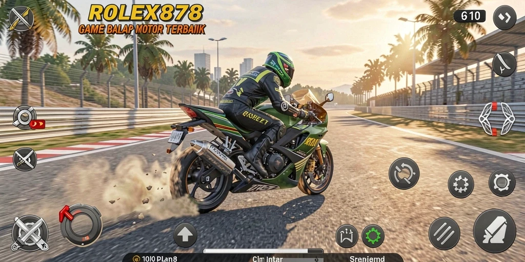Screenshot gameplay menunjukkan aksi balap yang mendebarkan di ROLEX878.