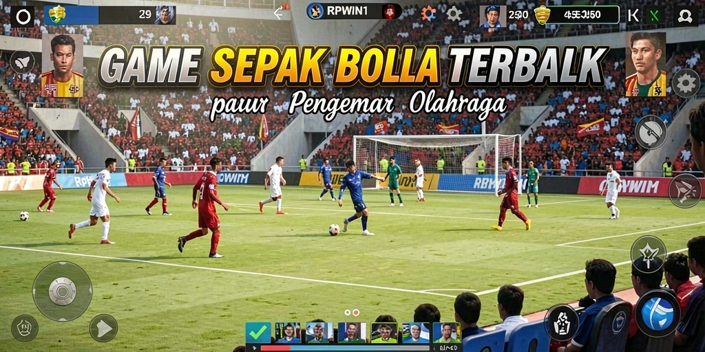 Tampilan gameplay intens dan menegangkan dalam permainan sepak bola.