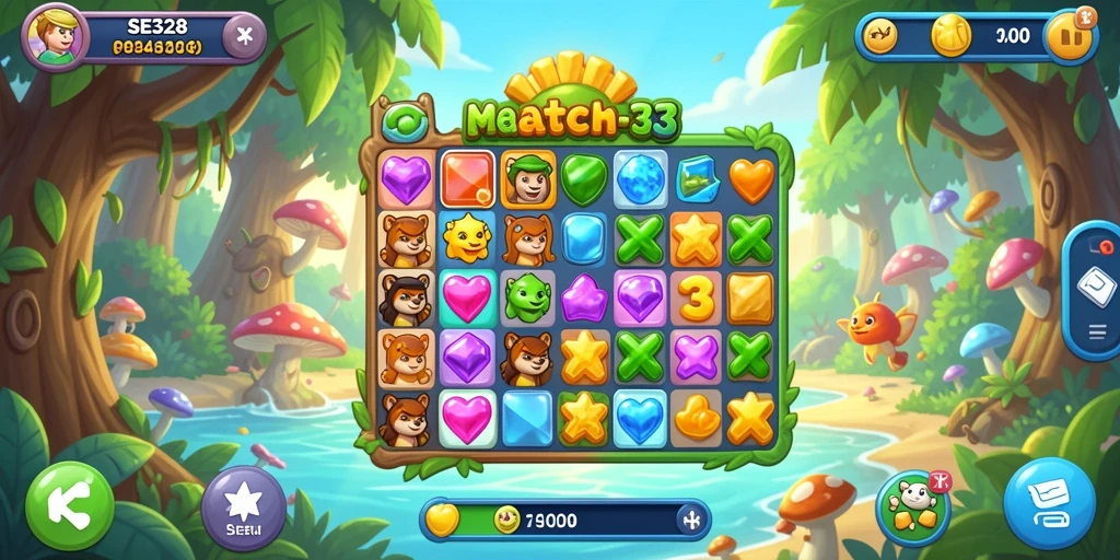 Tampilan menarik dari gameplay SE328 dalam kategori Match-3.