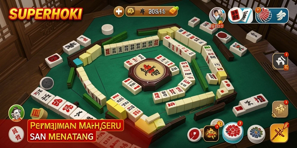 Tampilan gameplay menarik dari permainan Mahjong SUPERHOKI.