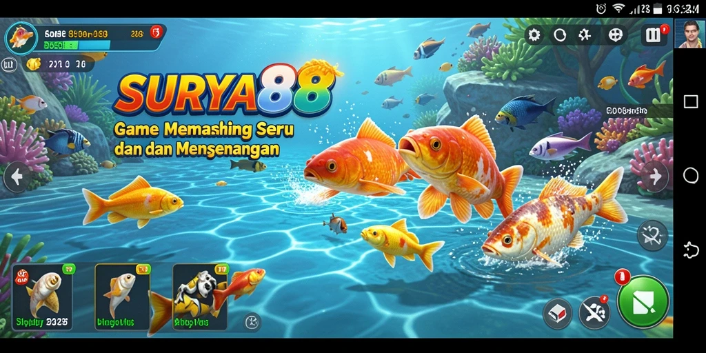 Screenshot gameplay SURYA88 menampilkan aksi seru memancing.