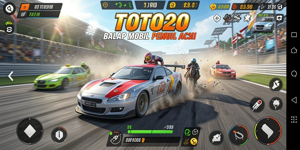Gameplay seru TOTO20 dengan balapan mobil yang menegangkan.