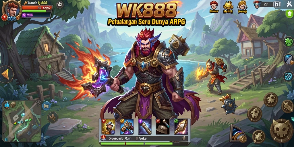 Tangkapan layar gameplay ARPG di WK888 dengan pertarungan yang seru.