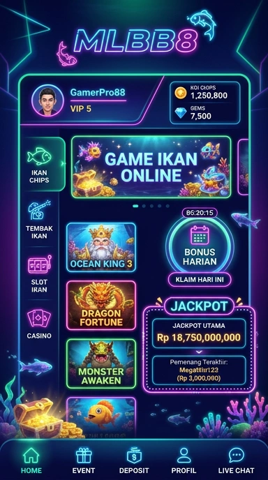 Tampilan aplikasi mlbb8 yang modern dan menarik.